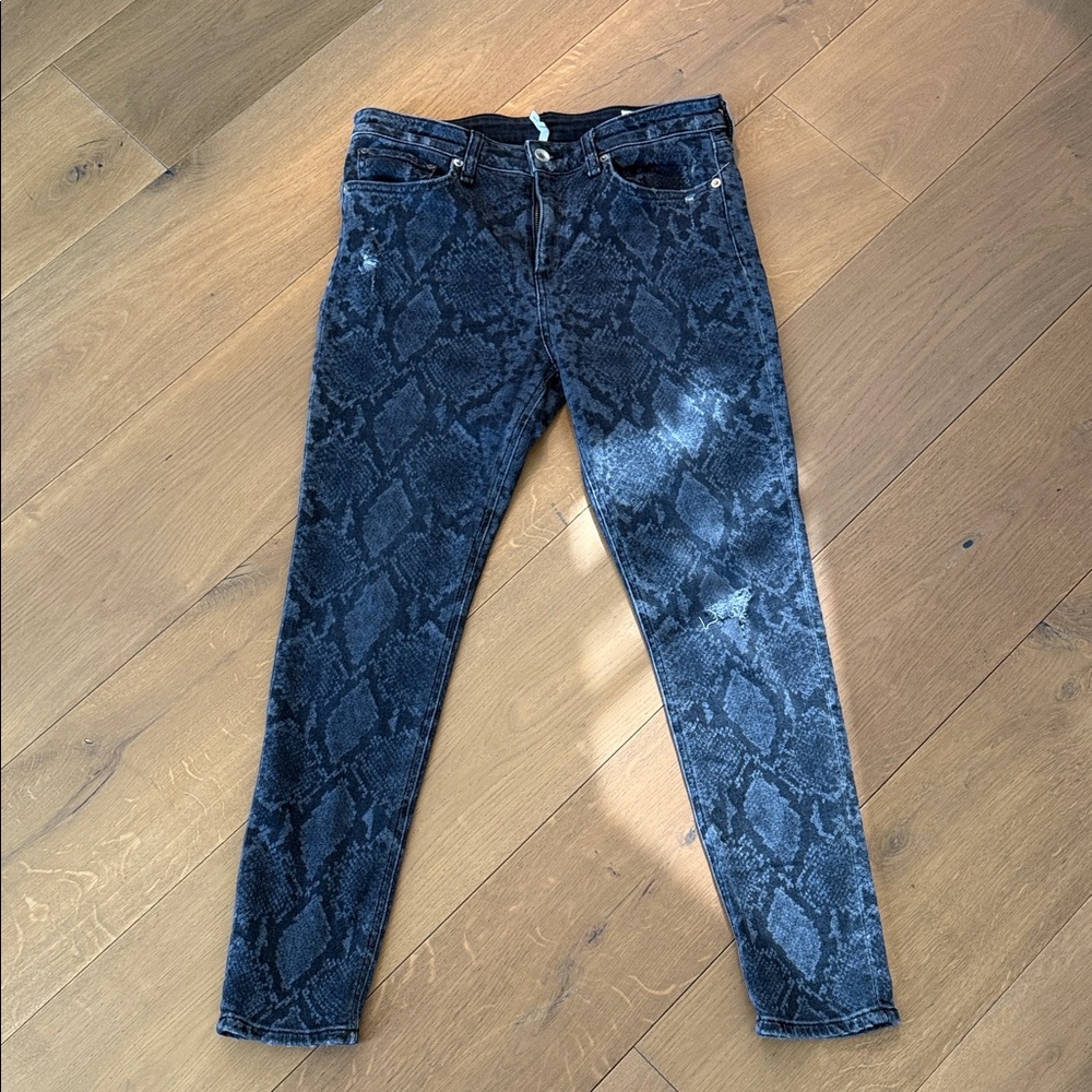 rag & bone Black Snake Print Skinny Jeans